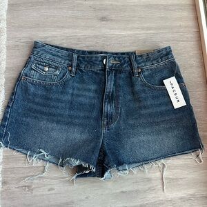 PacSun Dark Blue Frayed Hem Jean Shorts